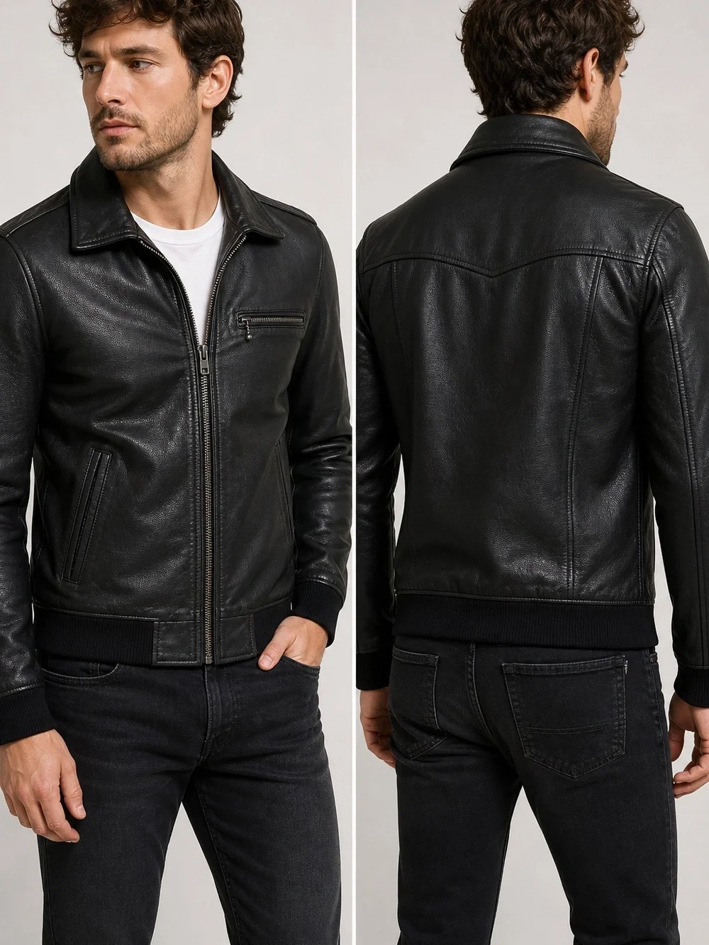 Superdry Super Speed Leather Jacket Black Italian Leather Moto Slim Fit Sz L